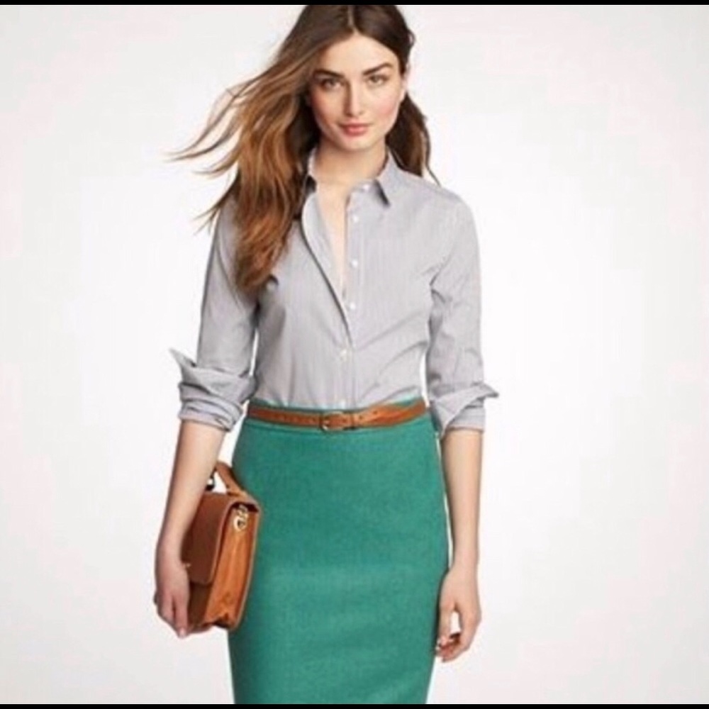 J.Crew, The Pencil Skirt in mint green wool